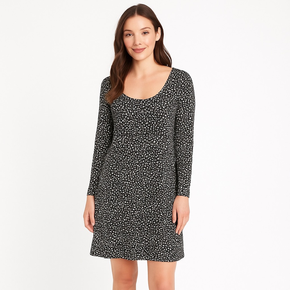 Old Navy Black & White Floral Long Sleeve Swing Dress – XL